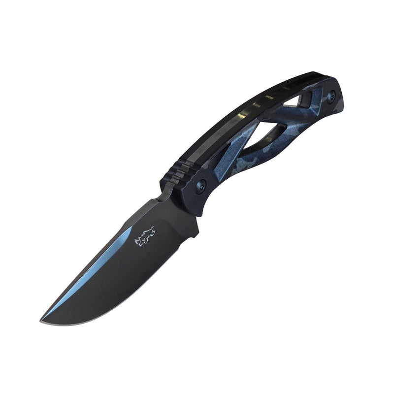 Load image into Gallery viewer, MUCITUP LIMITED EDITION MUCTAC Surge Fixed Blade Knife D2 Steel 3" DLC Blade Multicam Black G10

