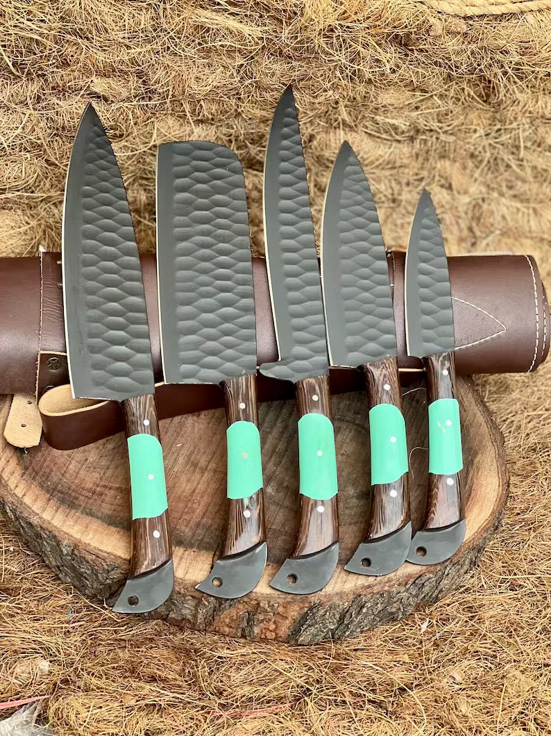 Load image into Gallery viewer, Here’s a fresh, seasonal rewrite with trending keywords and SEO-optimized structure:  Product Title: Premium Knofe Set – 13&quot; Forged Stainless Steel Blade with Wenge Wood &amp; Resin Handle + Leather Sheath
