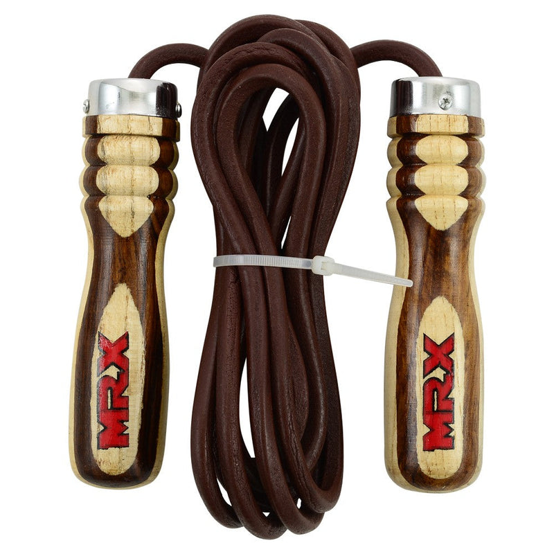Load image into Gallery viewer, MRX Heavy Duty Leather Jump Rope Wood Handle
