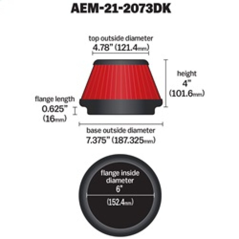 Load image into Gallery viewer, AEM Induction AEM 5 inch x 5 inch DryFlow Air Filter 21-2073DK

