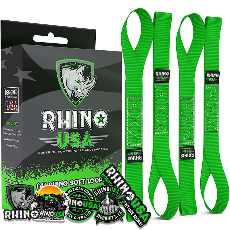 Load image into Gallery viewer, Rhino USA Soft Loops Motorcycle Tie-Down Set 4-Pack Green
