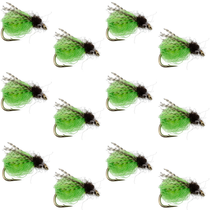 Load image into Gallery viewer, LaFontaine Bright Green Deep Sparkle Caddis Pupa - 1 Dozen Flies Hook Size 14

