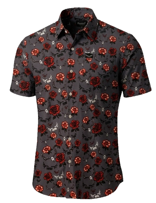 “Rowdy Rose” Pearl Snap Shirt | Western Red Pearl Snap Button-Up for Ranch & Rodeo | Westrek