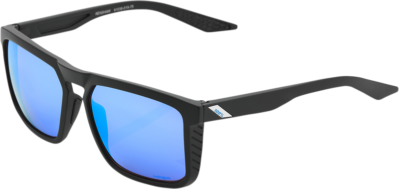 Load image into Gallery viewer, 100% Renshaw Sunglasses - Matte Black - HiPER Blue Mirror 60021-00001

