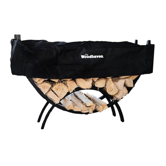 5 ft Crescent Steel Firewood Rack with Seasoning Cover Woodhaven