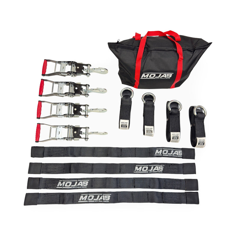 Load image into Gallery viewer, MOJAB LassoLock™ Heavy-Duty Tire Tie Down Kit – 2” × 12’ (Set of 4)
