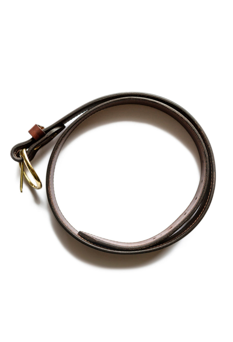 Load image into Gallery viewer, 1.50-inch Stitched English Bridle Leather Belt with Solid Brass Belt Buckle
