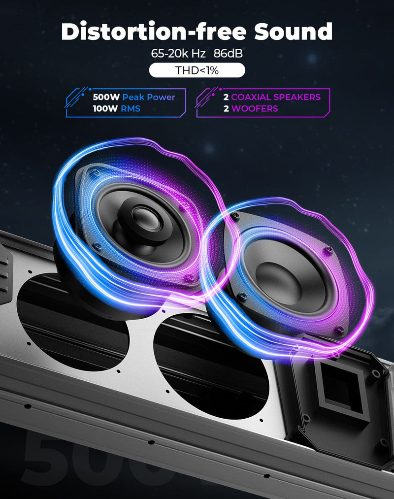 Load image into Gallery viewer, KEMIMOTO Midnight S60 26" RGB UTV Sound Bar for Golf Cart Marine 1"-2" Roll Bar
