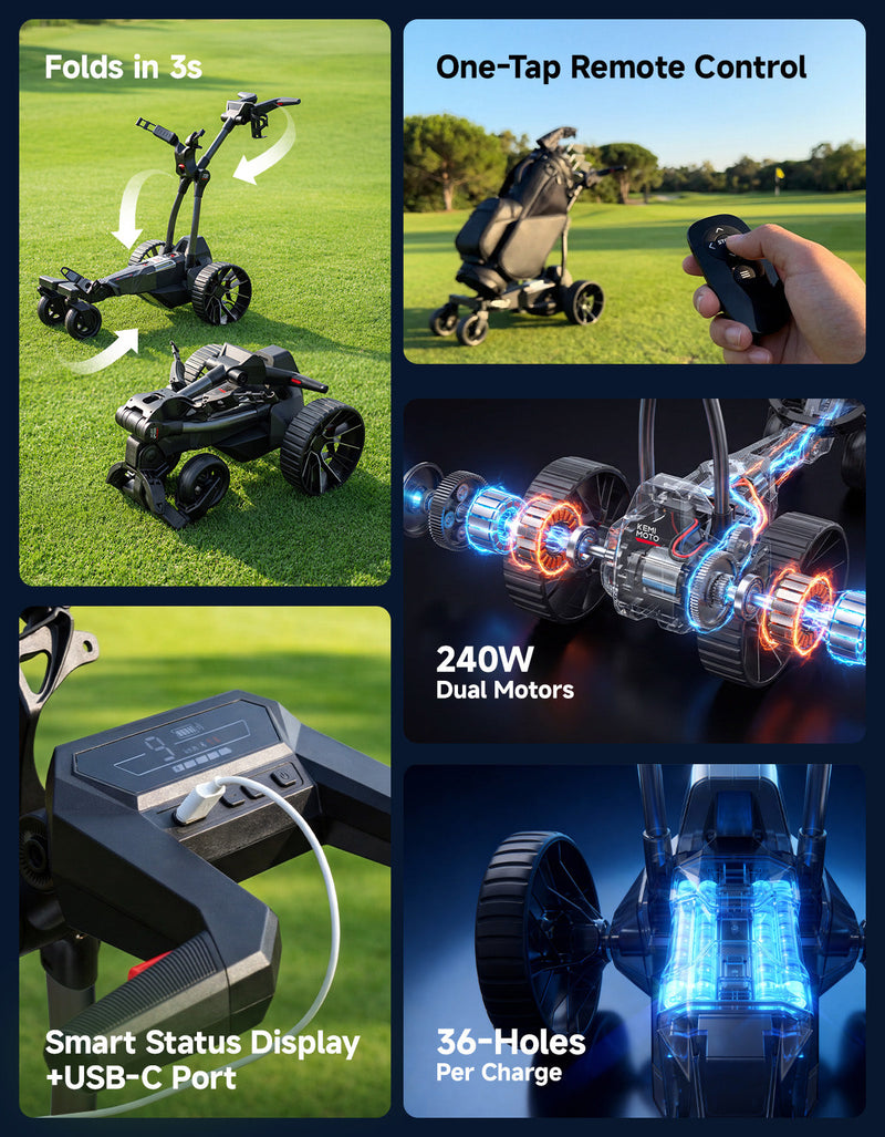 Load image into Gallery viewer, KEMIMOTO ApexR Electric Golf Push Cart with Remote Control, 36 Hole
