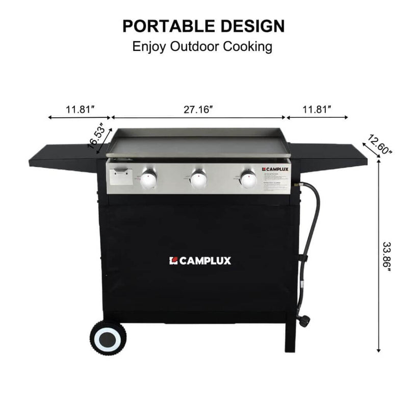Load image into Gallery viewer, Camplux Outdoor Gas Griddle Grill Combo 3 Burner ,Camping and Tailgating 33,000 BTU w/ 20 LB LP Connector
