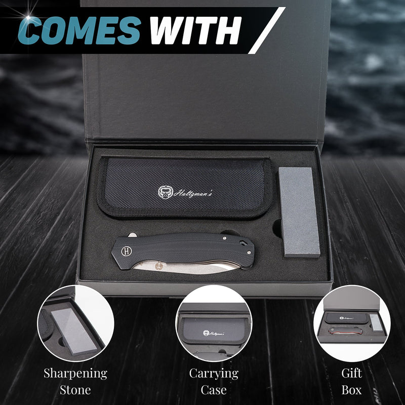 Load image into Gallery viewer, The Wild Trail Folding Pocket Knife Giftset for Men and Women (Silver and Black)
