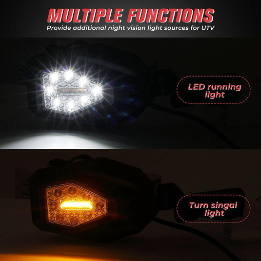 Mirrors with LED Turn Signal Lights For RZR