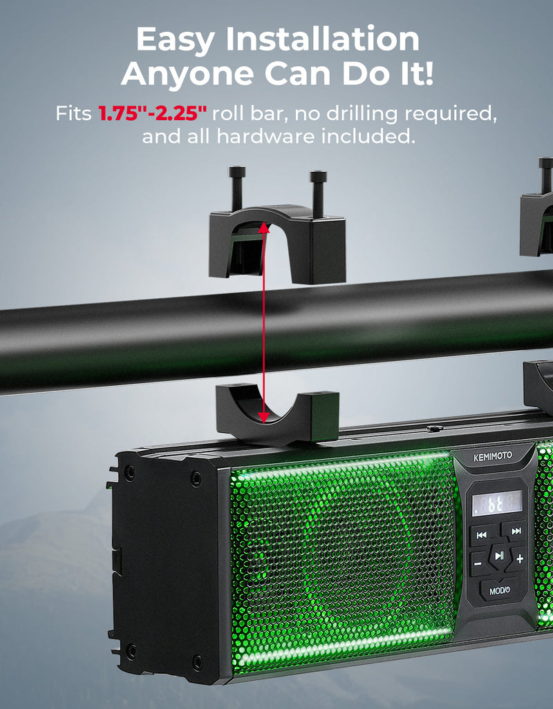 Load image into Gallery viewer, 16” RGB Universal Sound Bar for Can Am Maverick X3/ RZR w/ 1.75''-2.25'' Roll Bar
