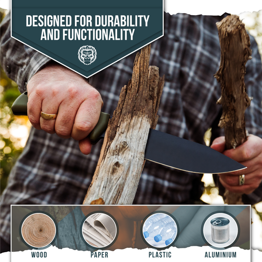 The Congo D2 Steel Bushcraft Survival Knife Gift Set (Black Blade + Green Handle)