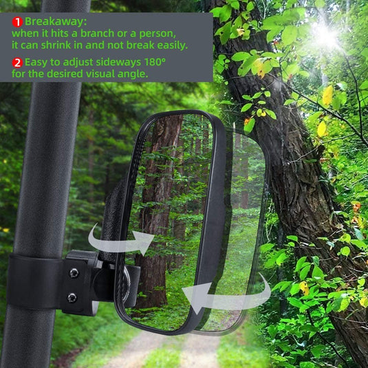 UTV 1.65"-2" Rear View Mirror & 1.6"-2" Round Tube Side Mirror