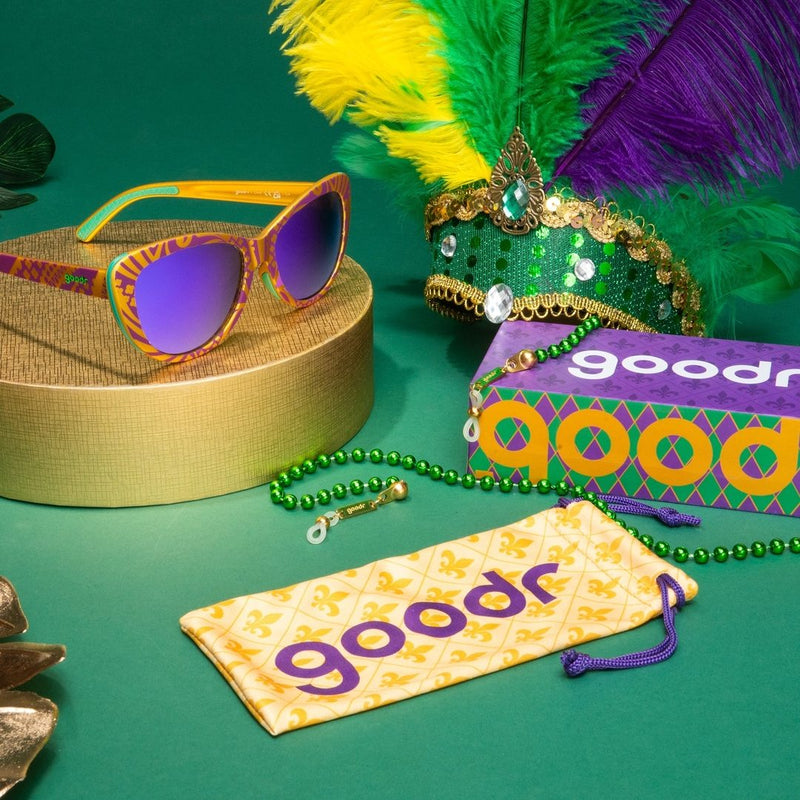Load image into Gallery viewer, &quot;Don&#39;t Ask How I Got These&quot; Mardi Gras Glam G Polarized Sunglasses
