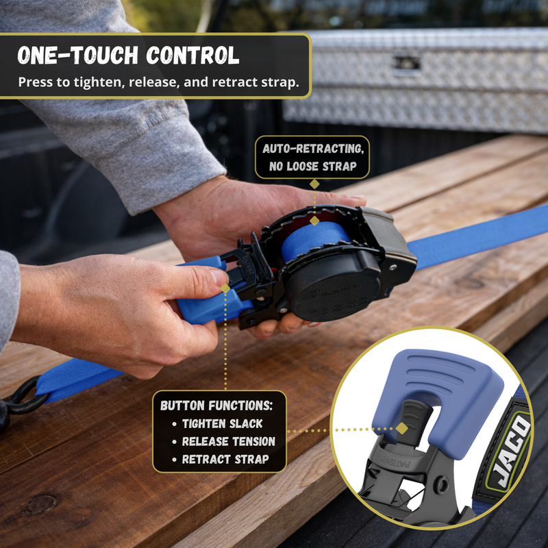 Load image into Gallery viewer, Retractable Ratchet Straps - 1" x 15 ft (1,760 lbs Break Strength) | Auto Self Retracting Cargo Tie Down Strap Set
