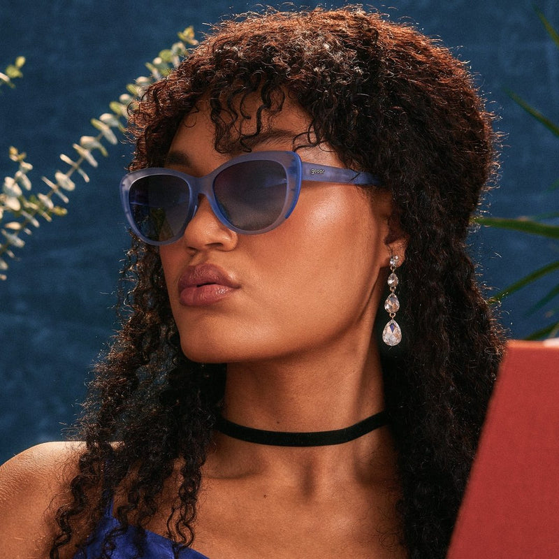 Load image into Gallery viewer, "Spin Me In Sapphire" Glam G Polarized Sunglasses
