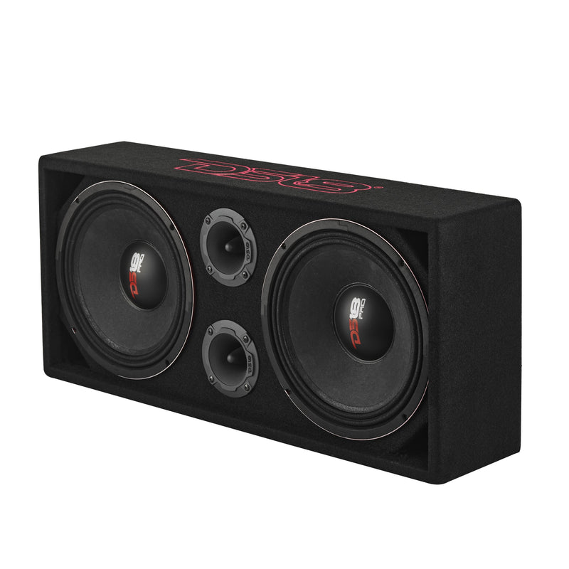 Load image into Gallery viewer, Loaded Voceteo Enclosure with Dual 10" Mids, Dual 3.78" Tweeters, Amplifier &amp; Speakon Cable
