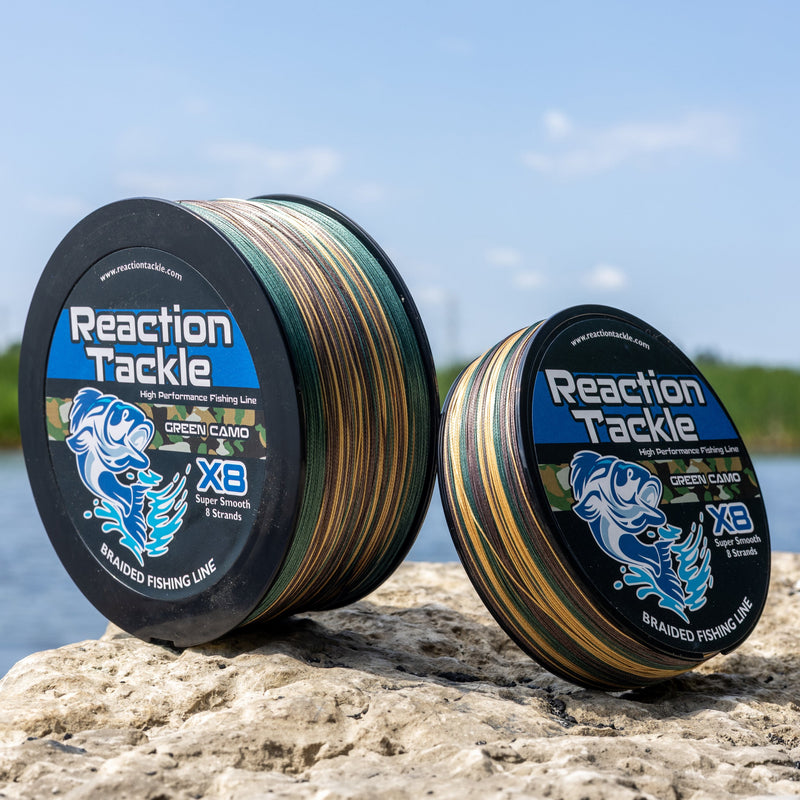 Load image into Gallery viewer, Reaction Tackle X8 Braided Fishing Line - Green Camo 8 Strand
