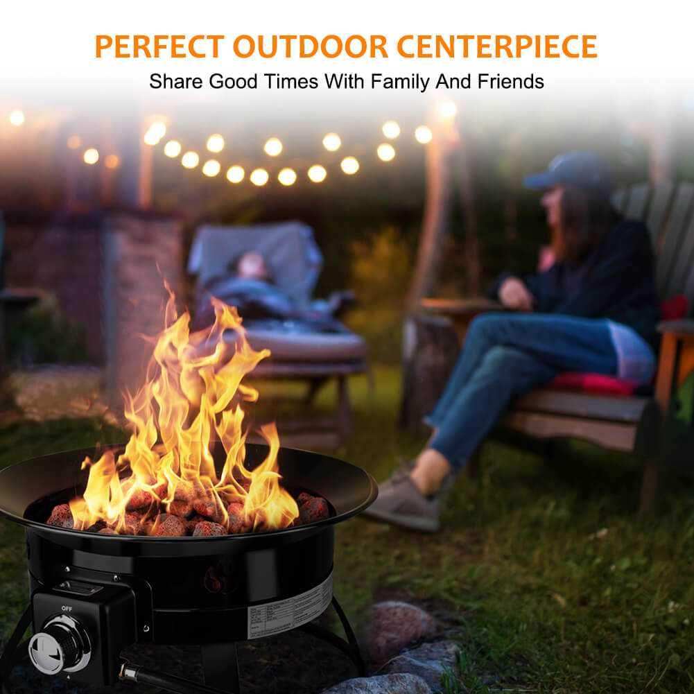 Camplux Outdoor Propane Fire Pit with Cover and Carry Kit, Auto-Ignition - Skoutley Outdoors LLC