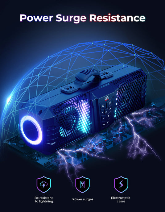 KEMIMOTO Midnight 40B 16'' 2-Speaker Louder RGB UTV Sound Bar (Built-in Battery)