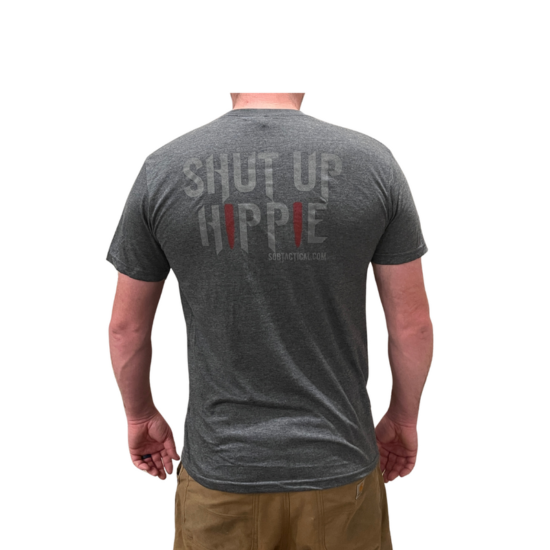 Load image into Gallery viewer, Make a Statement with the "Shut Up Hippie" Shirt!
