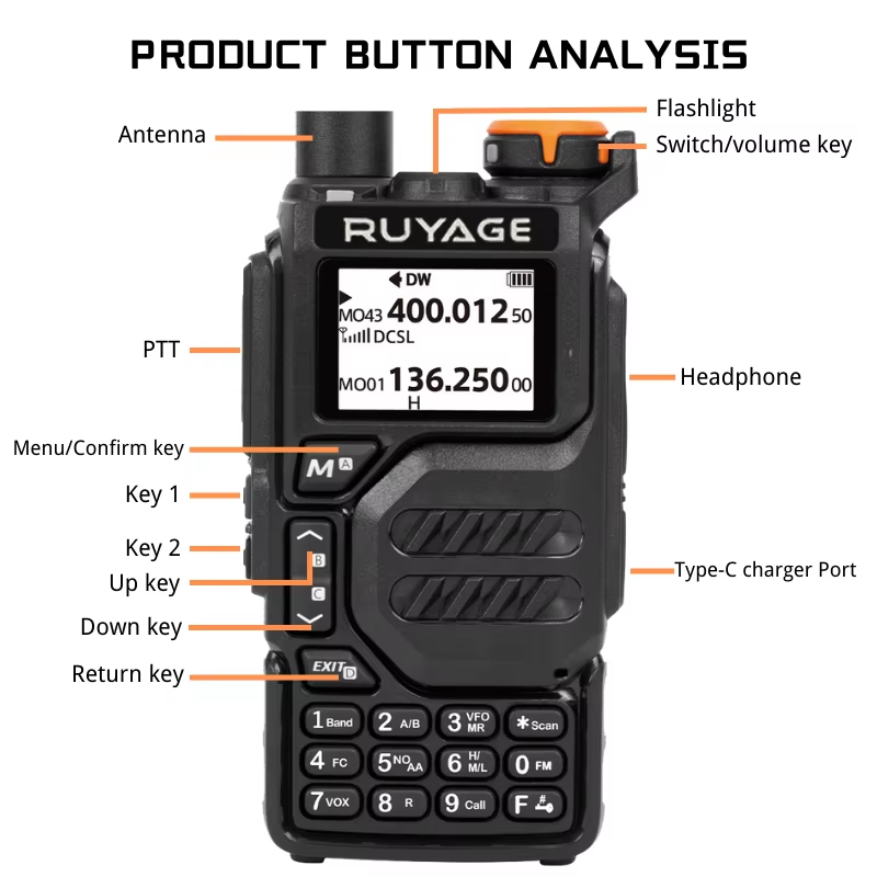 Ruyage Radio Analog Signal 5W Walkie-Talkie(UV3D)