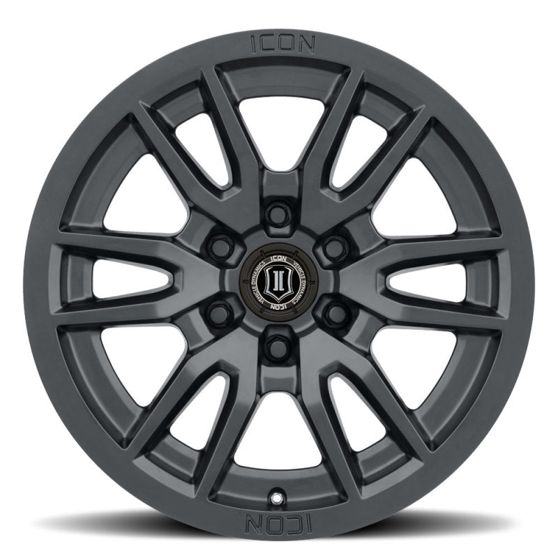 Load image into Gallery viewer, ICON Vector 6 17x8.5 6x5.5 0mm Offset 4.75in BS 106.1mm Bore Satin Black Wheel
