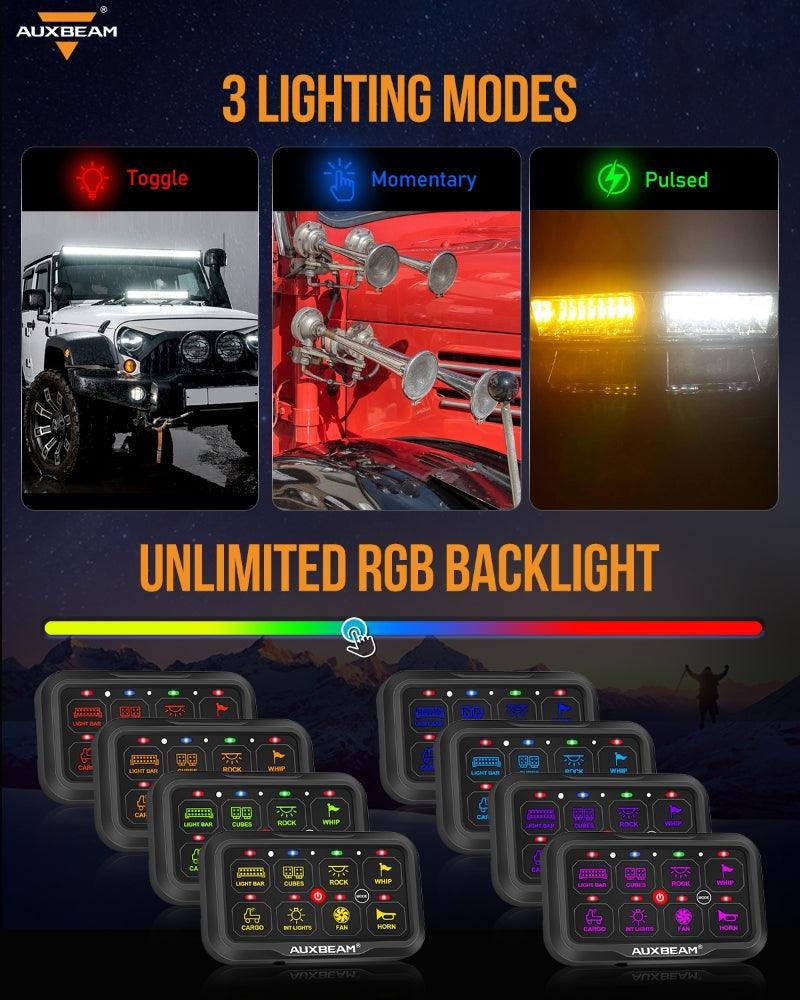 Load image into Gallery viewer, AR-800 Multifunction RGB Switch Panel with Bluetooth Controlled &amp; 47 Inch Extension Cable(Optional) for FORD F150 F250 F350
