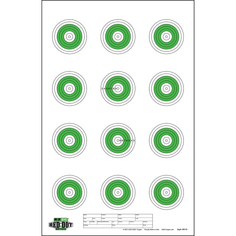 Load image into Gallery viewer, 25 EZ2C Targets Style 27/RD10: Small-bore 50ft Paper Shooting Target 11"x17" USA MADE Pad of 25
