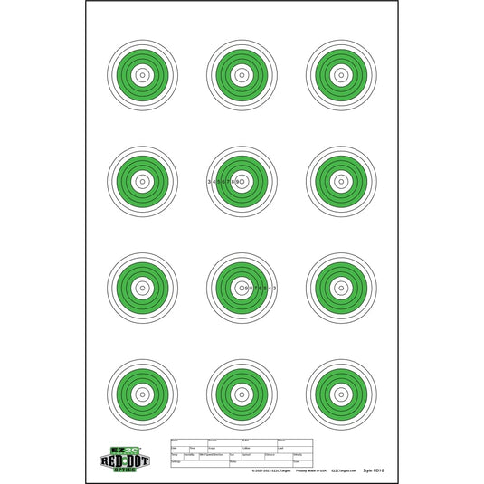 25 EZ2C Targets Style 27/RD10: Small-bore 50ft Paper Shooting Target 11"x17" USA MADE Pad of 25