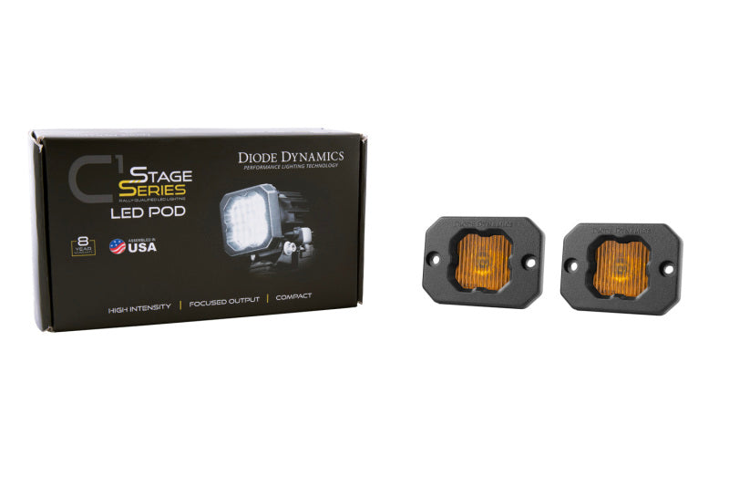 Load image into Gallery viewer, Diode Dynamics Stage Series C1 LED Pod - Yellow SAE Fog Flush ABL (Pair)
