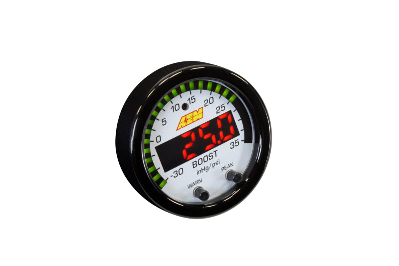 Load image into Gallery viewer, AEM Electronics X-Series Boost Pressure Gauge -30inHg-35psi / -1-2.5bar. Black Bezel &amp;
