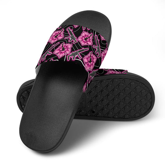 High Capacity Hibiscus Black Neon Slides
