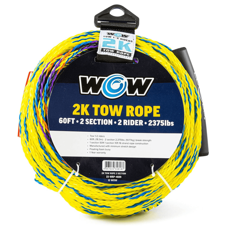 Load image into Gallery viewer, WOW Watersports 60ft 2-Rider 2K Tow Rope with 2 Sections
