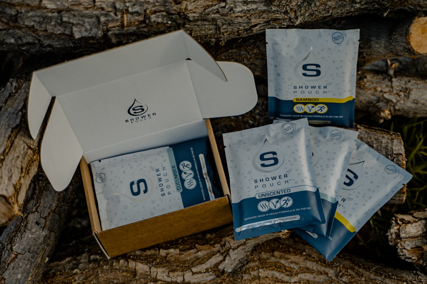 5-pack Shower Pouch XL (2' x 1') Body Wipes
