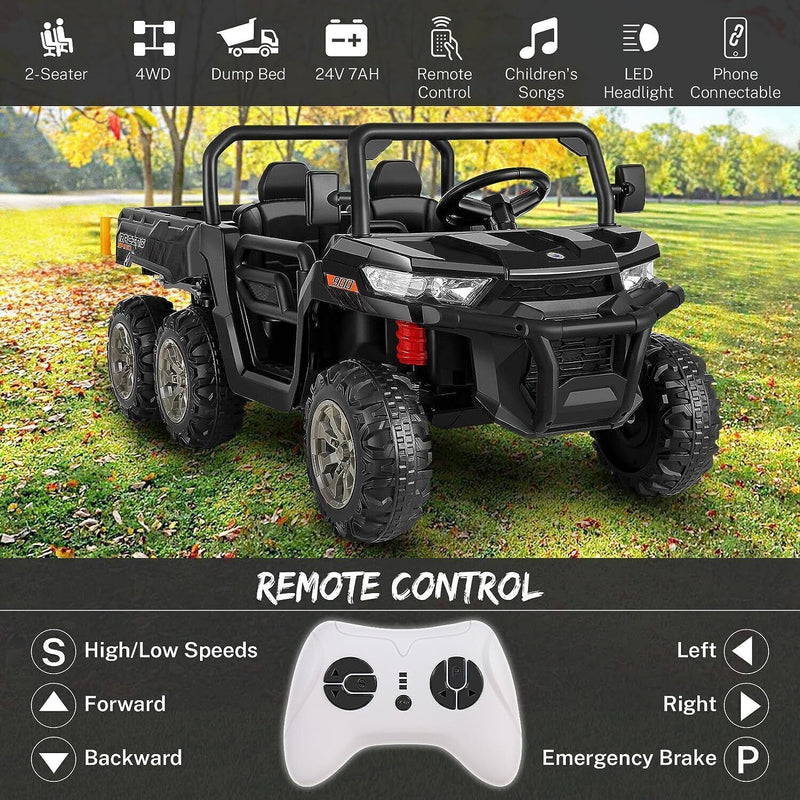 Load image into Gallery viewer, 6-Wheel 2-Seat Dump Truck Ride-On Toy with 24V Battery Power for Kids
