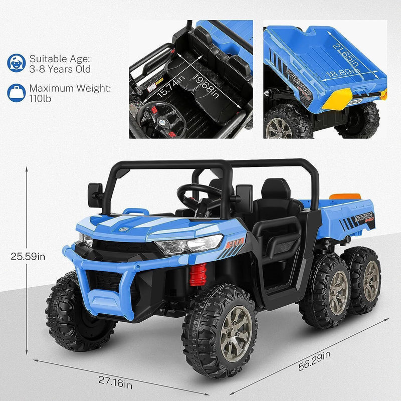 Load image into Gallery viewer, 6-Wheel 2-Seat Dump Truck Ride-On Toy with 24V Battery Power for Kids
