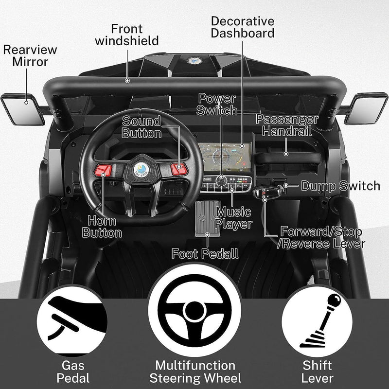 Load image into Gallery viewer, 6-Wheel 2-Seat Dump Truck Ride-On Toy with 24V Battery Power for Kids
