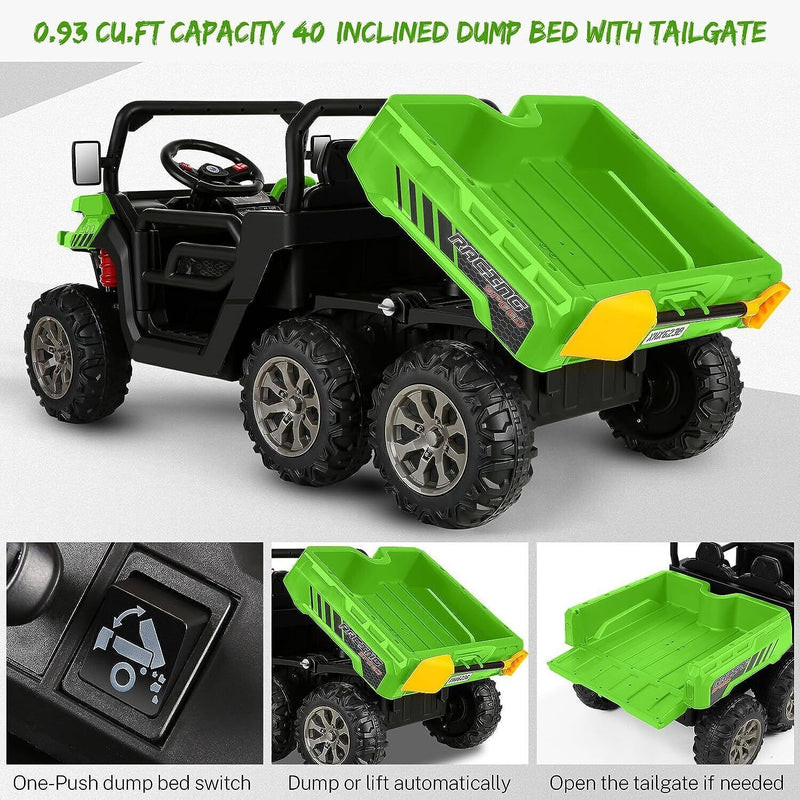 Load image into Gallery viewer, 6-Wheel 2-Seat Dump Truck Ride-On Toy with 24V Battery Power for Kids

