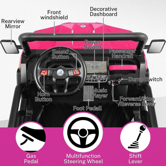 2-Seater 4WD UTV Ride-On Car for Kids with Remote Control, LED Lights, and MP3 Player - 24V 300W
