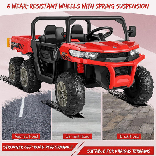 6-Wheel 24V UTV Ride-On with Dump Bed and 4WD Power