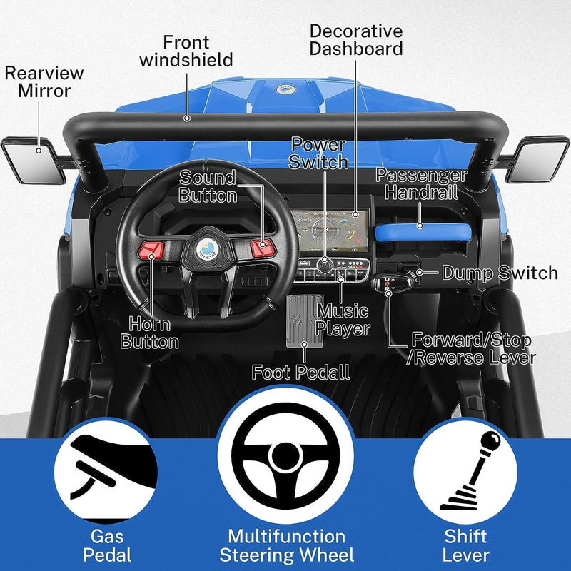 Load image into Gallery viewer, 6-Wheel 24V UTV Ride-On with Dump Bed and 4WD Power
