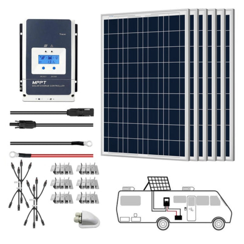 Load image into Gallery viewer, ACOPOWER 600W 12V Poly Solar RV Kits, 50A MPPT Charge Controller (6x100W 50A)
