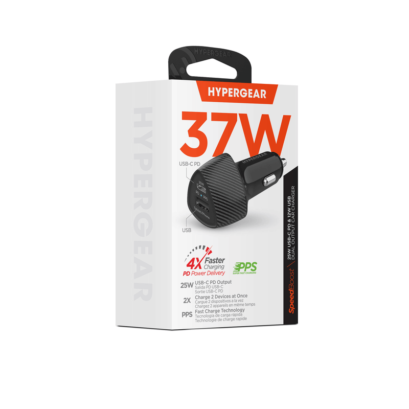 Load image into Gallery viewer, HyperGear SpeedBoost 25W USB-C PD + 12W USB Fast Car Charger with PPS

