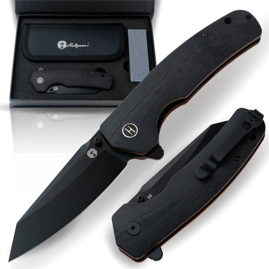 The Clip Point Folding Pocket Knife Giftset for Men and Women (Grey and Red)