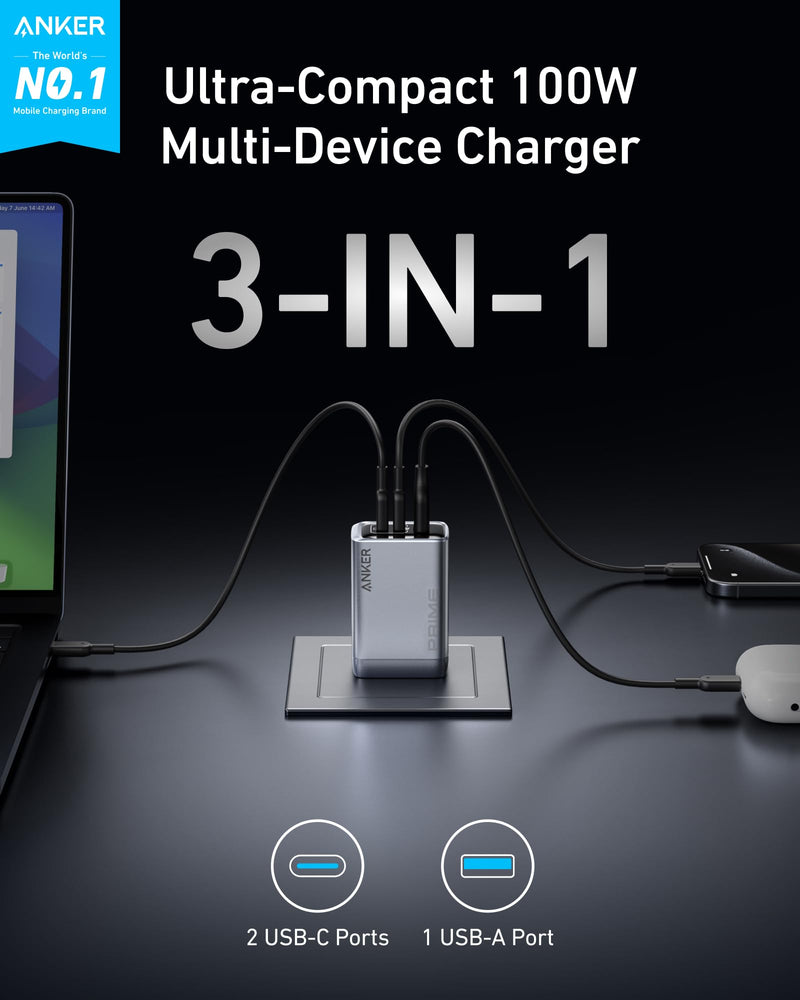 Load image into Gallery viewer, Anker Prime Charger (100W, 3 Ports, GaN)
