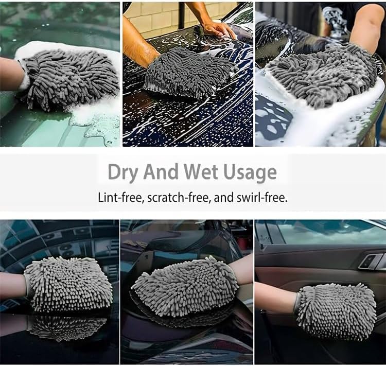 Load image into Gallery viewer, WASH&amp;WHIPS Chenille Premium Scratch-Free Microfiber Lint-Free Blue Wash Mitt 8&quot; x 10&quot;in &amp; Black Pitstop Particle Interceptor
