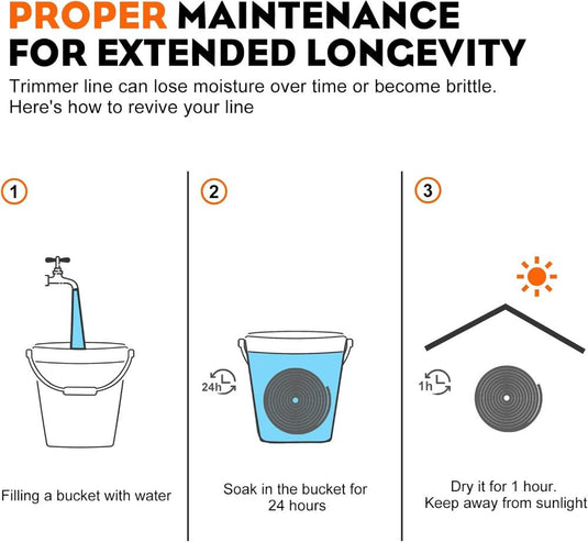 .095 5-Pound by 1889-ft Round Twist Commercial Trimmer Line in Spool Weed Eater with 2.4 mm/095-Inch Line Cutter Orange SOAK for 24H Before Using